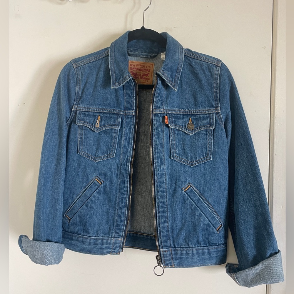 Levi’s Vintage Zip Up Denim Jacket sz S (orange tag) - Picture 3 of 6